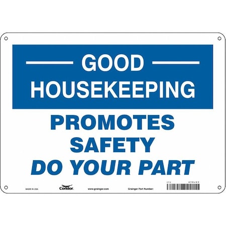 Condor PROMOTES SAFETY DO YOUR PART, 14 in W x 10 in H, Horizontal Rectangle, Polyethylene, 479J21 479J21