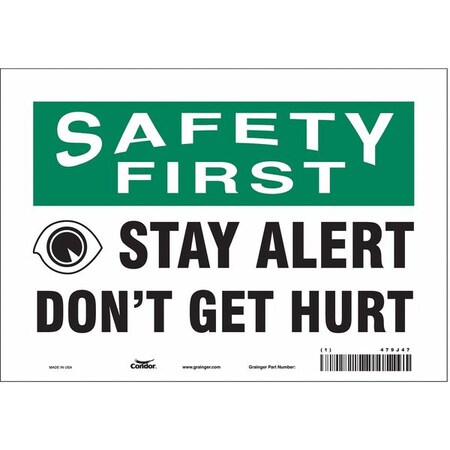 Condor Safety Sign, 7 in Height, 10 in Width, Vinyl, Vertical Rectangle, English, 479J47 479J47