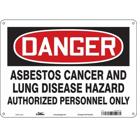 Condor Safety Sign, 10 in Height, 14 in Width, Polyethylene, Horizontal Rectangle, English, 479K78 479K78