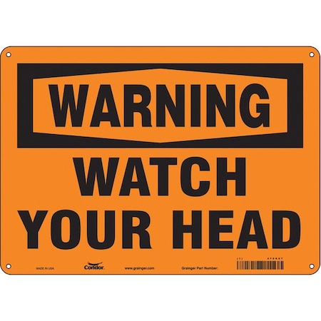 Condor Warning, WATCH YOUR HEAD, 14 in W x 10 in H, Horizontal Rectangle, Aluminum, 479K07 479K07