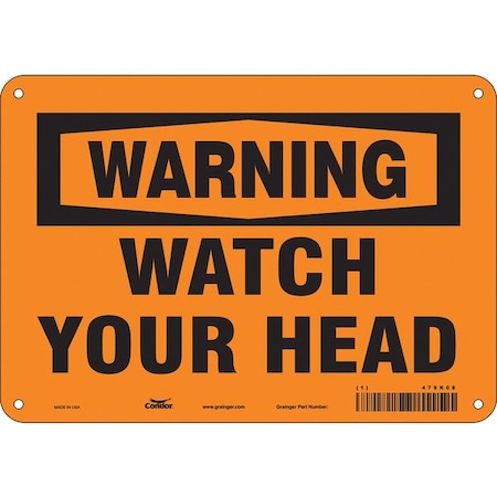 Condor Warning, WATCH YOUR HEAD, 10 in W x 7 in H, Vertical Rectangle, Polyethylene, 479K08 479K08