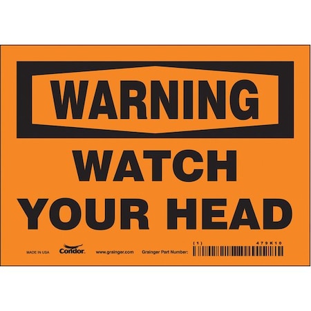 Condor Warning, WATCH YOUR HEAD, 7 in W x 5 in H, Horizontal Rectangle, Vinyl, 479K10 479K10