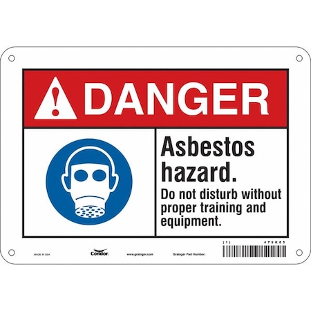 Condor Safety Sign, 7 in Height, 10 in Width, Polyethylene, Vertical Rectangle, English, 479K63 479K63