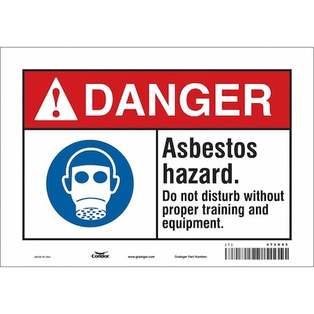 Condor Safety Sign, 7 in Height, 10 in Width, Vinyl, Vertical Rectangle, English, 479K65 479K65