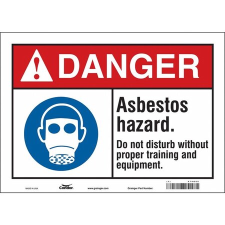 Condor Safety Sign, 10 in Height, 14 in Width, Vinyl, Horizontal Rectangle, English, 479K66 479K66