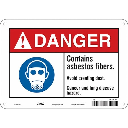 Condor Safety Sign, 7 in Height, 10 in Width, Polyethylene, Vertical Rectangle, English, 479K69 479K69