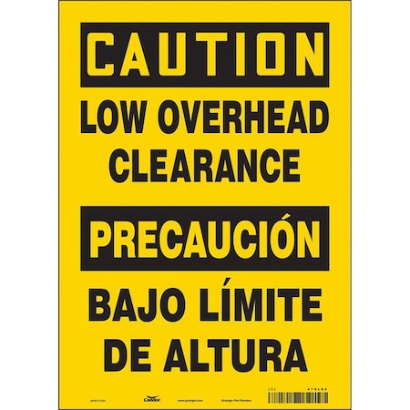 Condor Caution, LOW OVERHEAD CLEARANCE, Spanish-Bilingual, 10 in W x 14 in H, Rectangle, Vinyl, 479L82 479L82