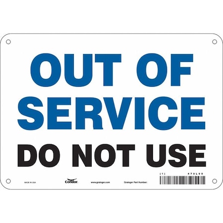 Condor OUT OF SERVICE DO NOT USE, 10 in W x 7 in H, Vertical Rectangle, Aluminum, 479L90 479L90