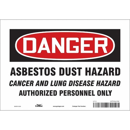 Condor Safety Sign, 7 in Height, 10 in Width, Vinyl, Vertical Rectangle, English, 479L04 479L04