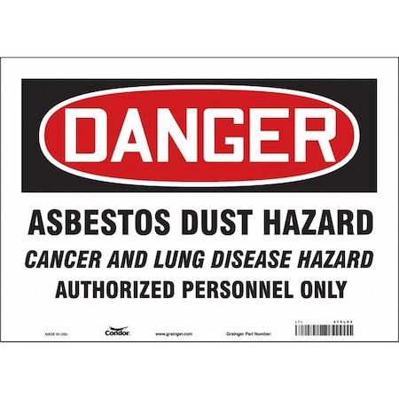Condor Safety Sign, 10 in Height, 14 in Width, Vinyl, Horizontal Rectangle, English, 479L05 479L05