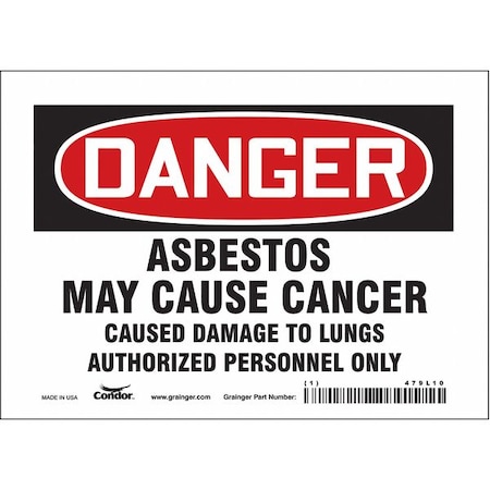 Condor Safety Sign, 5 in Height, 7 in Width, Vinyl, Horizontal Rectangle, English, 479L10 479L10
