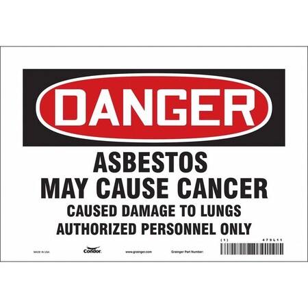 Condor Safety Sign, 7 in Height, 10 in Width, Vinyl, Vertical Rectangle, English, 479L11 479L11