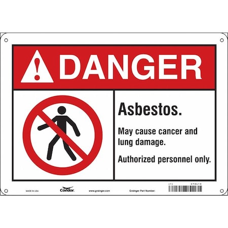 Condor Safety Sign, 10 in Height, 14 in Width, Polyethylene, Horizontal Rectangle, English, 479L16 479L16
