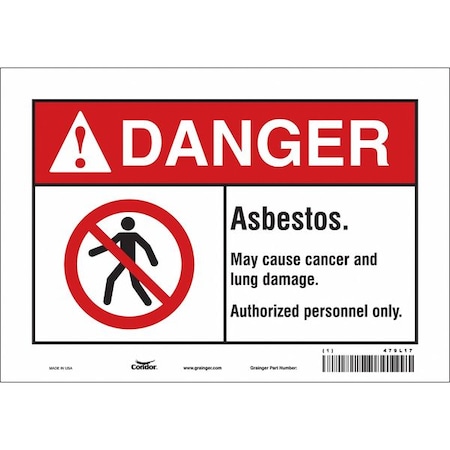Condor Safety Sign, 7 in Height, 10 in Width, Vinyl, Vertical Rectangle, English, 479L17 479L17