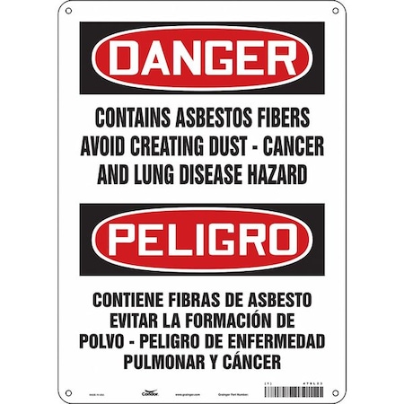 Condor Safety Sign, 14 in Height, 10 in Width, Polyethylene, Vertical Rectangle, English, Spanish, 479L23 479L23