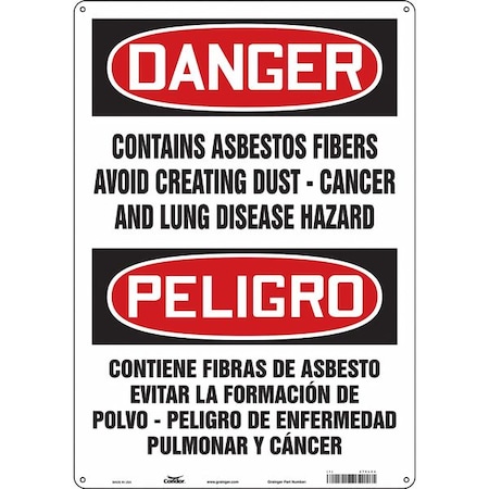 Condor Safety Sign, 20 in H, 14 in W, Polyethylene, Vertical Rectangle, English, Spanish, 479L24 479L24