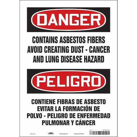 Condor Safety Sign, 14 in Height, 10 in Width, Vinyl, Vertical Rectangle, English, Spanish, 479L26 479L26