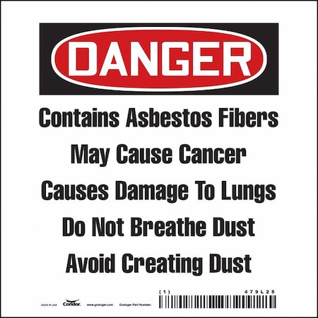 Condor Safety Sign, 4 in Height, 4 in Width, Vinyl, Square, English 479L28