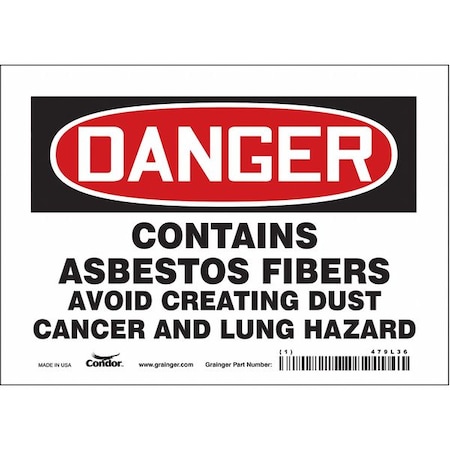 Condor Safety Sign, 5 in Height, 7 in Width, Vinyl, Horizontal Rectangle, English, 479L36 479L36