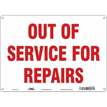 Condor OUT OF SERVICE FOR REPAIRS, 14 in W x 10 in H, Horizontal Rectangle, Polyethylene, 479M02 479M02