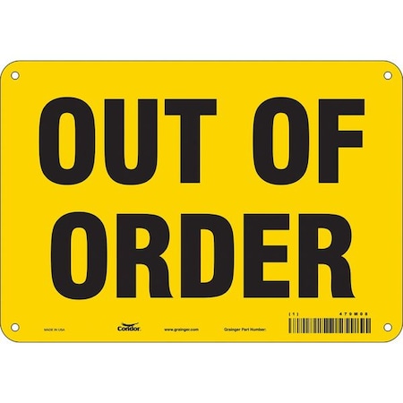 Condor OUT OF ORDER, 10 in W x 7 in H, Vertical Rectangle, Polyethylene, 479M08 479M08