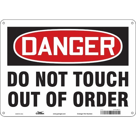 Condor Danger, DO NOT TOUCH OUT OF ORDER, 14 in W x 10 in H, Horizontal Rectangle, Aluminum, 479M31 479M31
