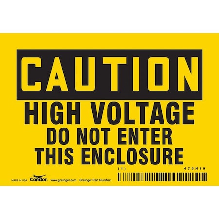 Condor Safety Sign, 3 1/2 in Height, 5 in Width, Vinyl, Horizontal Rectangle, English, 479N89 479N89