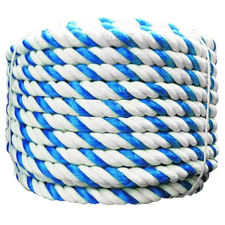 Jed Pool Tools Rope, Plastic, Blue/White, 50 ft., 3/4" dia. 90-861-R-50