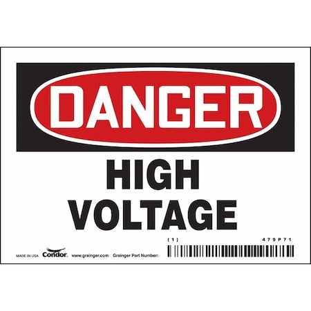 Condor Safety Sign, 3 1/2 in Height, 5 in Width, Vinyl, Horizontal Rectangle, English, 479P71 479P71
