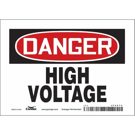 Condor Safety Sign, 5 in Height, 7 in Width, Vinyl, Horizontal Rectangle, English, 479P72 479P72