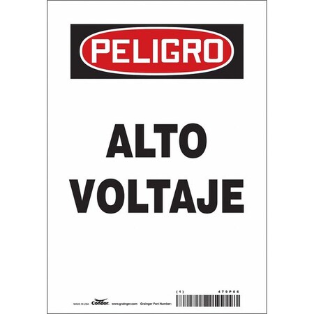 Condor Safety Sign, 10 in Height, 7 in Width, Vinyl, Horizontal Rectangle, Spanish 479P06
