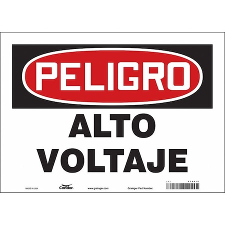 Condor Safety Sign, 10 in Height, 14 in Width, Vinyl, Horizontal Rectangle, Spanish 479P15