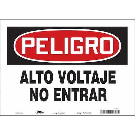Condor Safety Sign, 10 in Height, 14 in Width, Vinyl, Horizontal Rectangle, Spanish 479P23