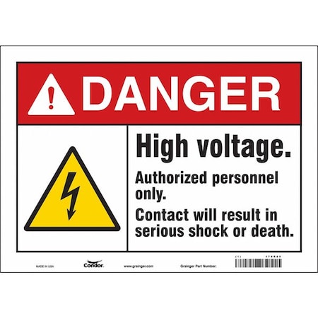 Condor Safety Sign, 10 in Height, 14 in Width, Vinyl, Horizontal Rectangle, English, 479R80 479R80