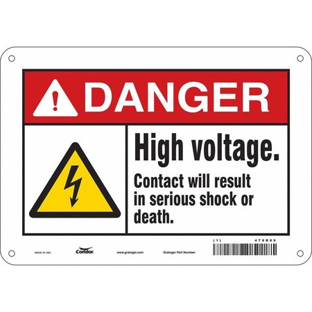 Condor Safety Sign, 7 in Height, 10 in Width, Polyethylene, Vertical Rectangle, English, 479R89 479R89
