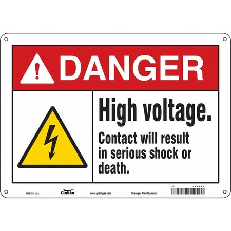 Condor Safety Sign, 10 in Height, 14 in Width, Polyethylene, Horizontal Rectangle, English, 479R90 479R90