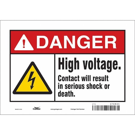 Condor Safety Sign, 7 in Height, 10 in Width, Vinyl, Vertical Rectangle, English, 479R93 479R93