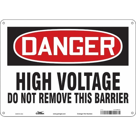 Condor Safety Sign, 10 in Height, 14 in Width, Polyethylene, Horizontal Rectangle, English, 479R98 479R98