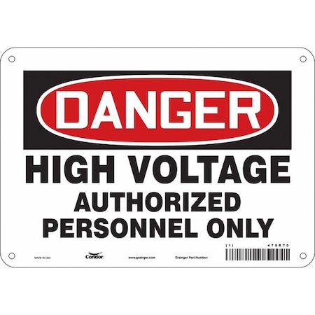 Condor Safety Sign, 7 in Height, 10 in Width, Polyethylene, Vertical Rectangle, English, 479R70 479R70