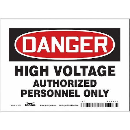 Condor Safety Sign, 5 in Height, 7 in Width, Vinyl, Horizontal Rectangle, English, 479R72 479R72