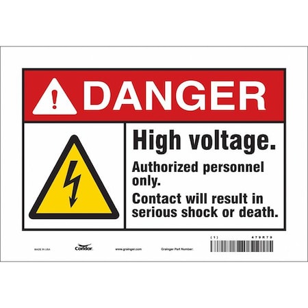 Condor Safety Sign, 7 in Height, 10 in Width, Vinyl, Vertical Rectangle, English, 479R79 479R79