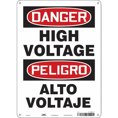 Condor Safety Sign, 14 in Height, 10 in Width, Polyethylene, Vertical Rectangle, English, Spanish 479R07