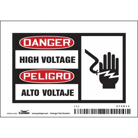 Condor Safety Sign, 5"Wx3-1/2"H, 0.020" Thick, PK5 479R13