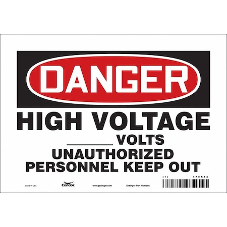 Condor Safety Sign, 7 in Height, 10 in Width, Vinyl, Vertical Rectangle, English, 479R32 479R32