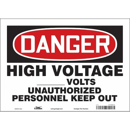 Condor Safety Sign, 10 in Height, 14 in Width, Vinyl, Horizontal Rectangle, English, 479R33 479R33