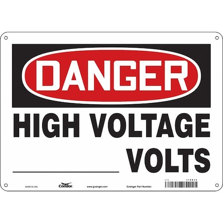 Condor Safety Sign, 10 in Height, 14 in Width, Polyethylene, Horizontal Rectangle, English, 479R38 479R38