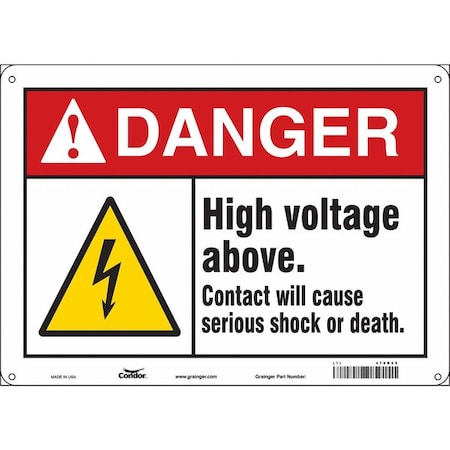 Condor Safety Sign, 10 in Height, 14 in Width, Aluminum, Horizontal Rectangle, English, 479R59 479R59