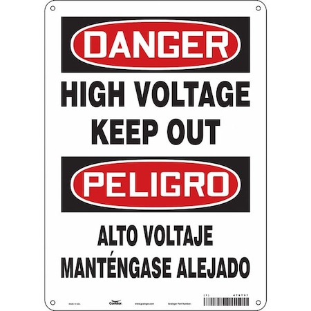 Condor Safety Sign, 14 in Height, 10 in Width, Polyethylene, Vertical Rectangle, English, Spanish, 479T97 479T97