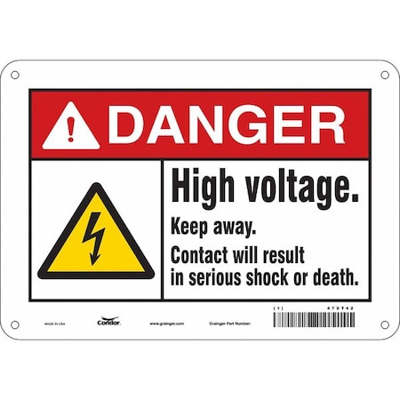 Condor Safety Sign, 7 in Height, 10 in Width, Polyethylene, Vertical Rectangle, English, 479T42 479T42