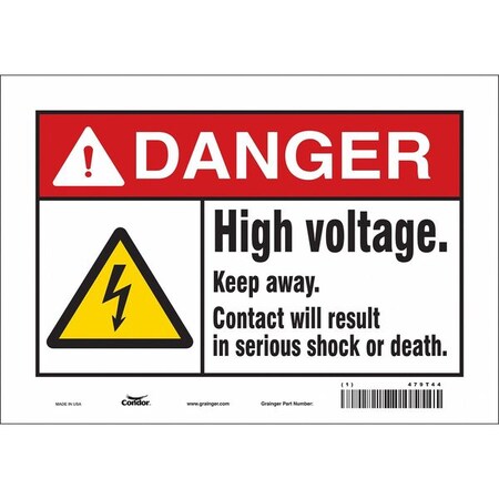 Condor Safety Sign, 7 in Height, 10 in Width, Vinyl, Vertical Rectangle, English, 479T44 479T44